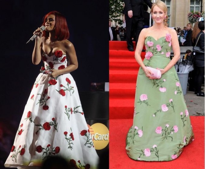 Rihanna vs JK Rowling in Oscar de la Renta gown