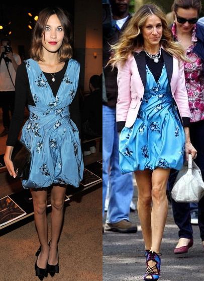 Alexa Chung vs Sarah Jessica Parker in Proenza Schouler+Blue bubble hem dress