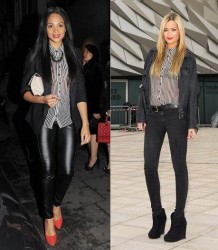 Alesha Dixon vs Laura Whitmore in Guess+Stripey shirt