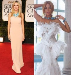 Beyonce vs Heidi Klum in Lorraine Schwartz necklace+Turquoise necklace