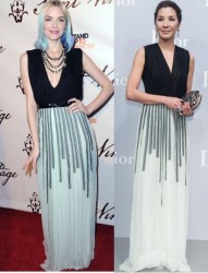 Jaime King vs Michelle Yeoh in Christian Dior+Black and white gown