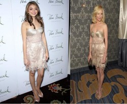 Sarah Hyland vs Anne Heche in Chagoury Couture+Cream feather dress