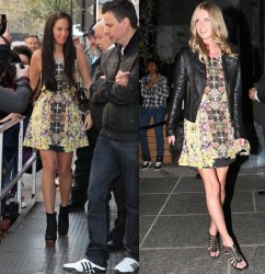 Tulisa Contostavlos vs Nicky Hilton in Topshop+Origami dress