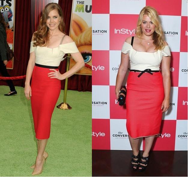 Amy Adams vs Amanda de Cadenet in Roland Mouret+Off the shoulder dress