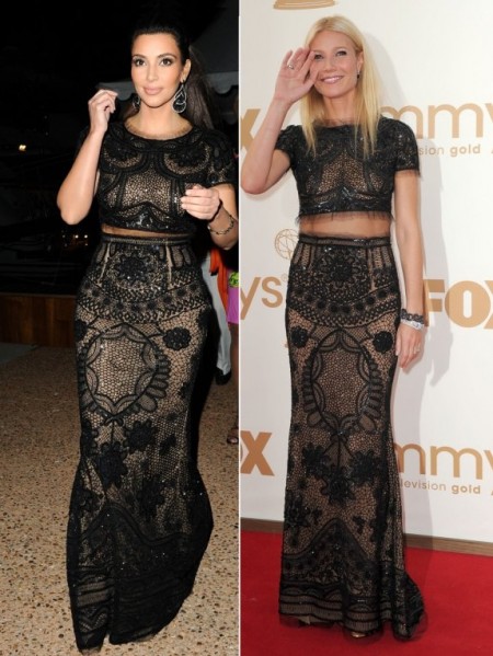 Kim Kardashian and Gwyneth Paltrow in Emilio Pucci+Black tulle outfit