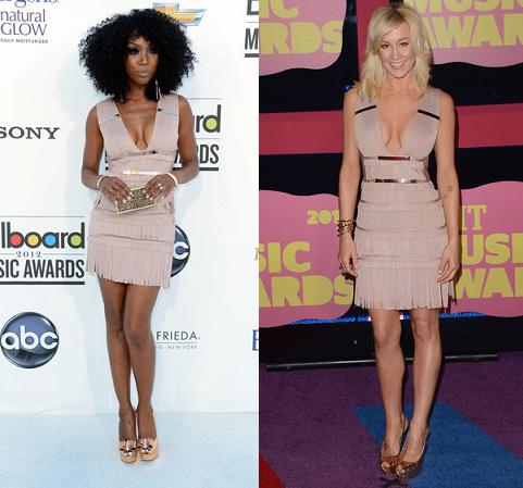 Brandy Norwood vs Kellie Pickler in Herve Leger+Fringe Dress