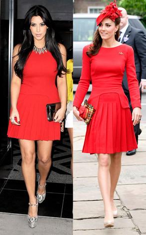 Kim Kardashian vs Kate Middleton in Alexander McQueen+Red dress