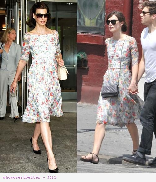 Linda Evangelista vs Keira Knightley in Erdem+floral print dress