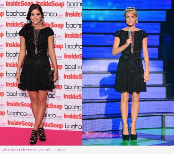 Amanda Holden vs Jacqueline Jossa in Jacques Azagury + black cocktail dress
