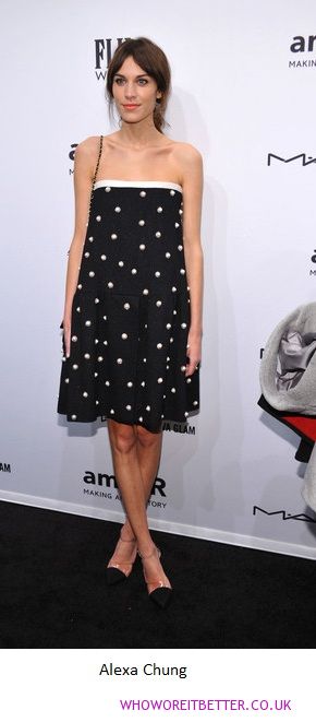 Alexa Chung NYFW Pre fashion week amfAR Gala+Chanel Encrusted pearl dress